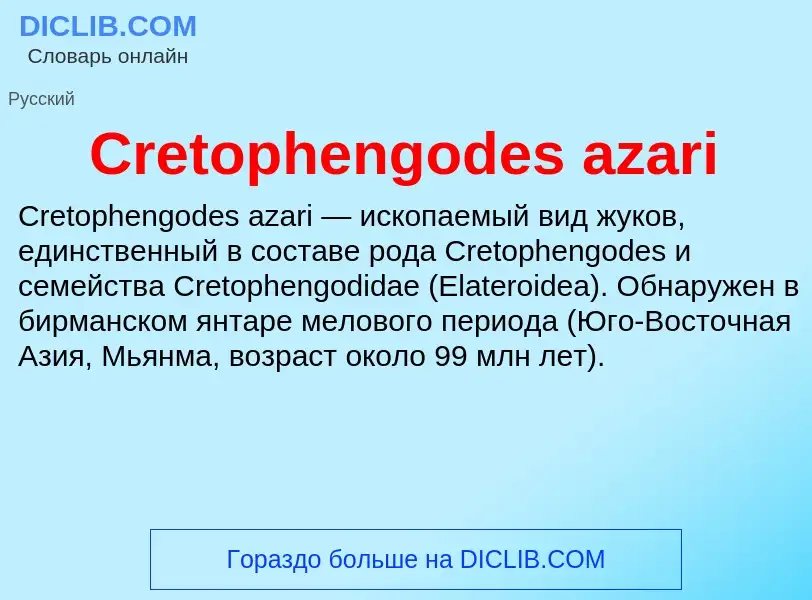 Что такое Cretophengodes azari - определение