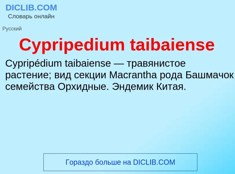 Che cos'è Cypripedium taibaiense - definizione