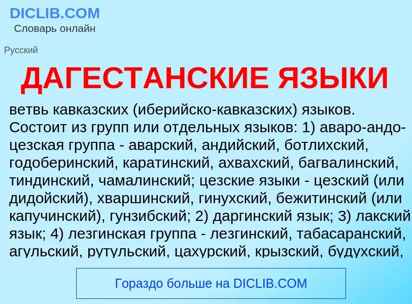 Wat is ДАГЕСТАНСКИЕ ЯЗЫКИ - definition