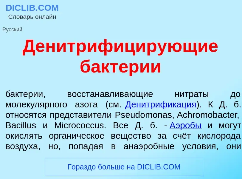 Что такое Денитрифиц<font color="red">и</font>рующие бакт<font color="red">е</font>рии - определение