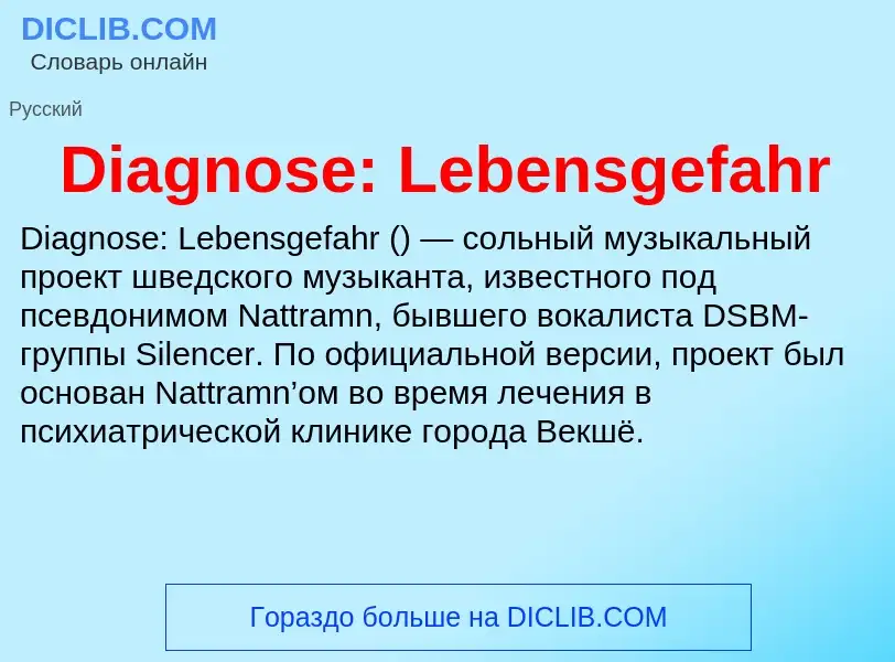 Что такое Diagnose: Lebensgefahr - определение