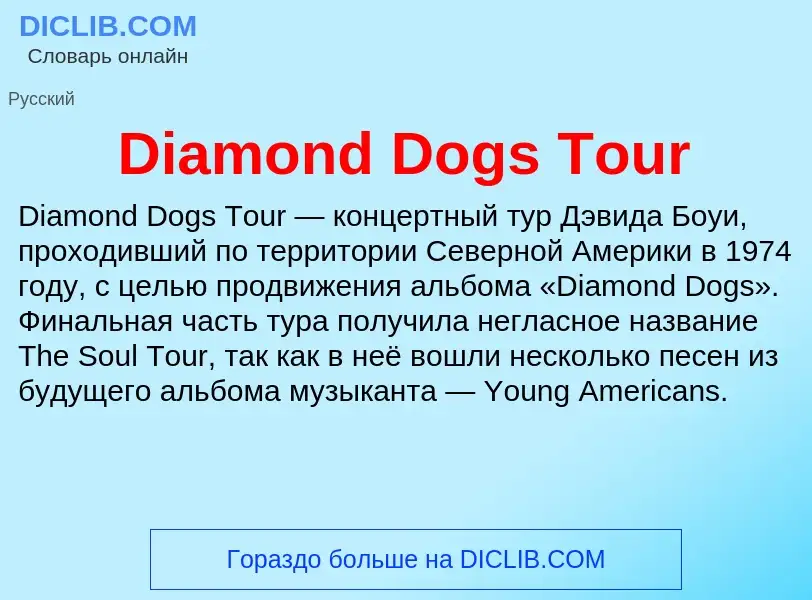 Что такое Diamond Dogs Tour - определение