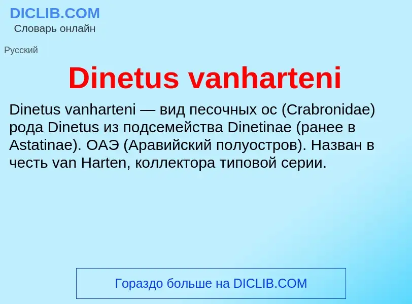 Что такое Dinetus vanharteni - определение