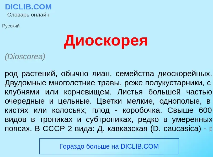 Wat is Диоскор<font color="red">е</font>я - definition