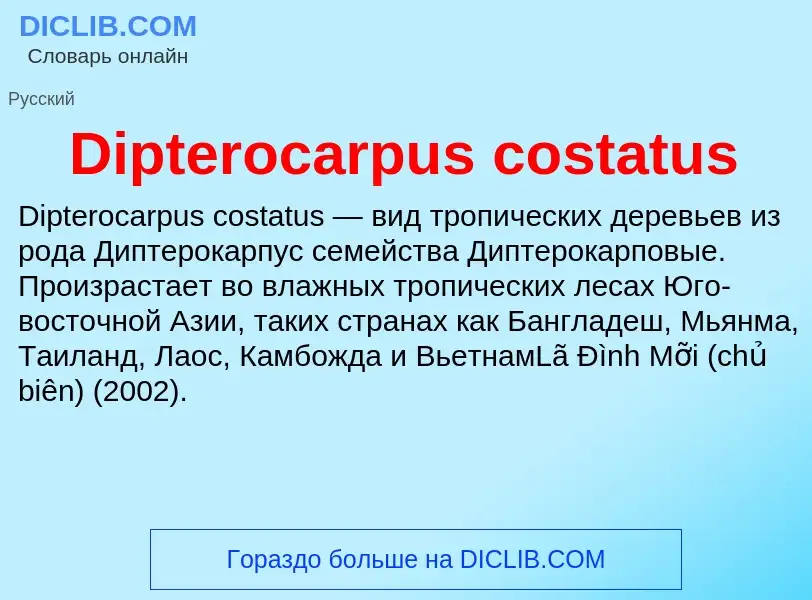 Что такое Dipterocarpus costatus - определение