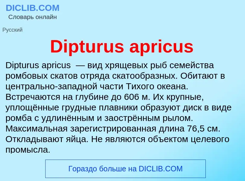 Что такое Dipturus apricus - определение