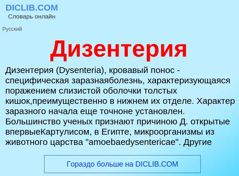 What is Дизентерия - meaning and definition