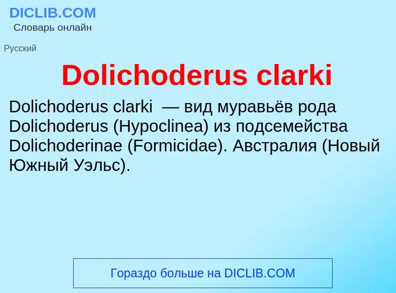 Che cos'è Dolichoderus clarki - definizione