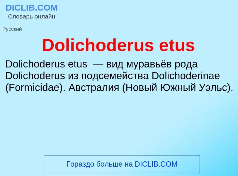 Che cos'è Dolichoderus etus - definizione