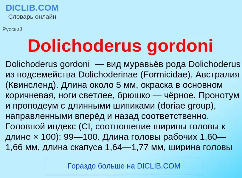 Che cos'è Dolichoderus gordoni - definizione