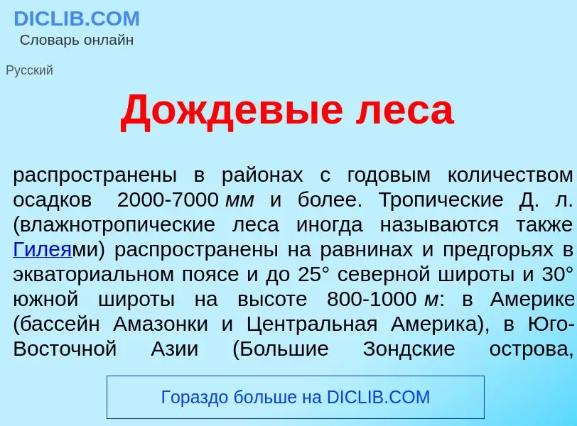 Что такое Дождев<font color="red">ы</font>е лес<font color="red">а</font> - определение