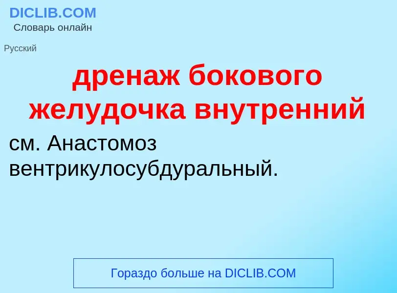 Что такое дренаж бокового желудочка внутренний - определение