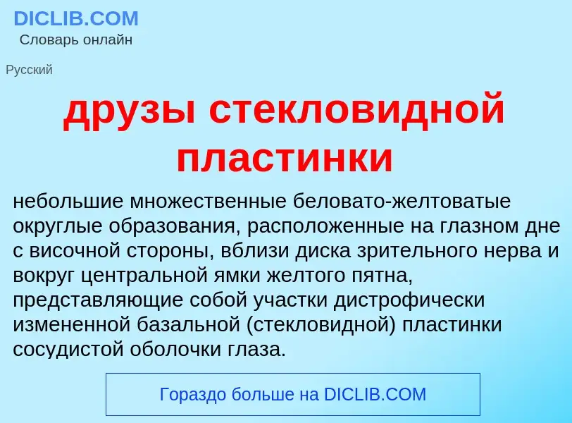 Что такое друзы стекловидной пластинки - определение