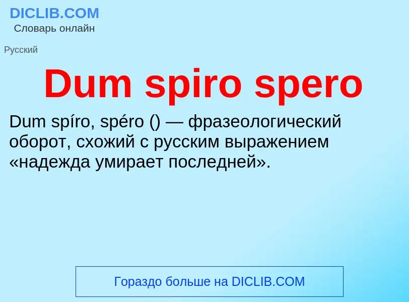 Что такое Dum spiro spero - определение