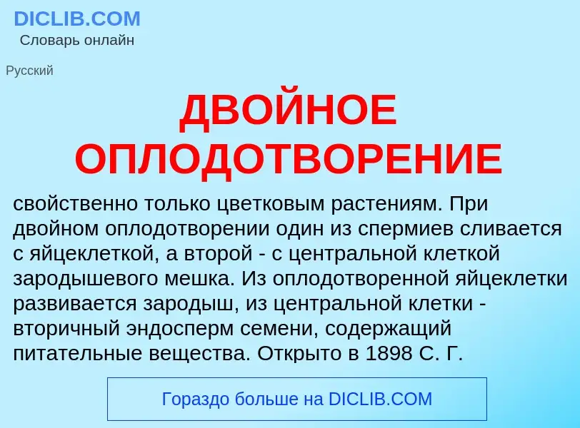 What is ДВОЙНОЕ ОПЛОДОТВОРЕНИЕ - meaning and definition