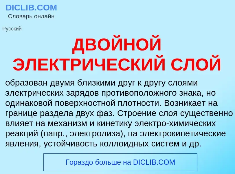 Was ist ДВОЙНОЙ ЭЛЕКТРИЧЕСКИЙ СЛОЙ - Definition