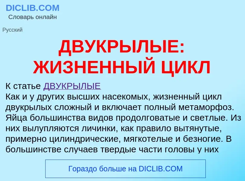 Что такое ДВУКРЫЛЫЕ: ЖИЗНЕННЫЙ ЦИКЛ - определение