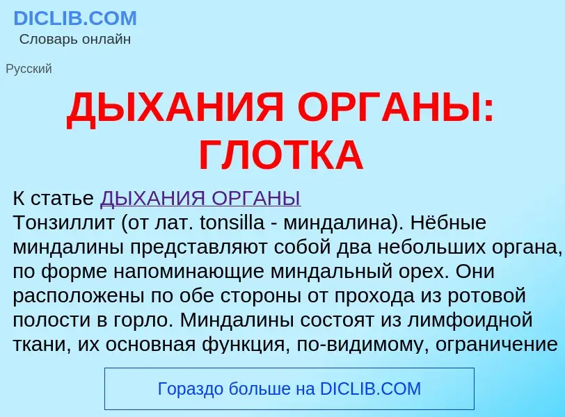 ¿Qué es ДЫХАНИЯ ОРГАНЫ: ГЛОТКА? - significado y definición