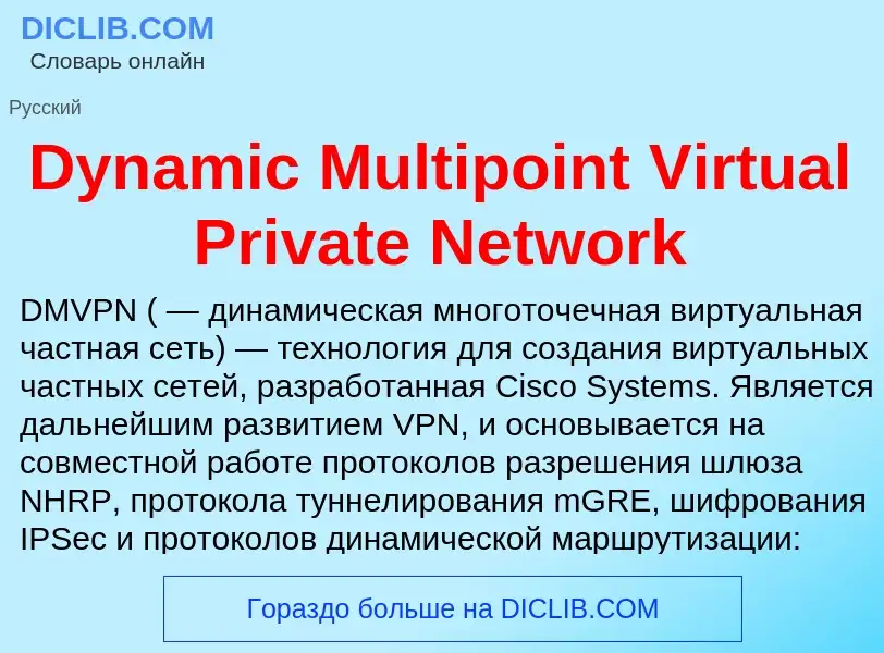 What is Dynamic Multipoint Virtual Private Network - meaning and definition