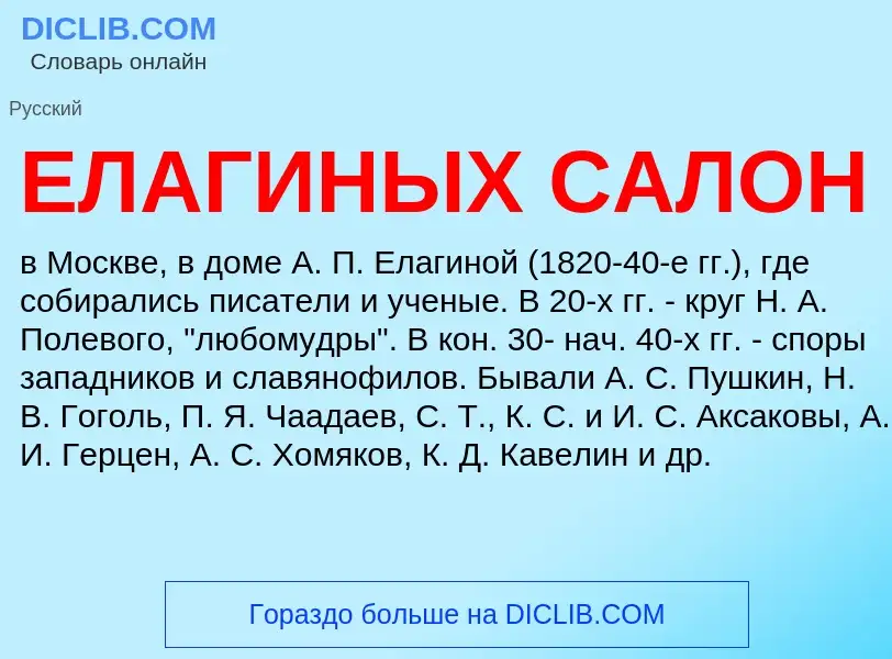 Что такое ЕЛАГИНЫХ САЛОН - определение
