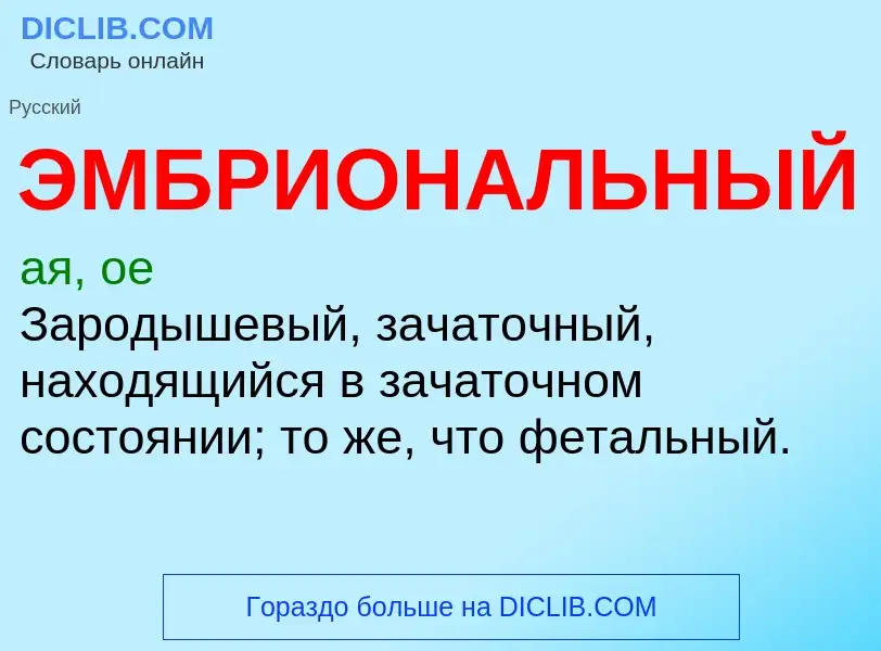 O que é ЭМБРИОНАЛЬНЫЙ - definição, significado, conceito
