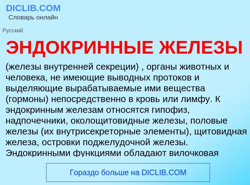 O que é ЭНДОКРИННЫЕ ЖЕЛЕЗЫ - definição, significado, conceito