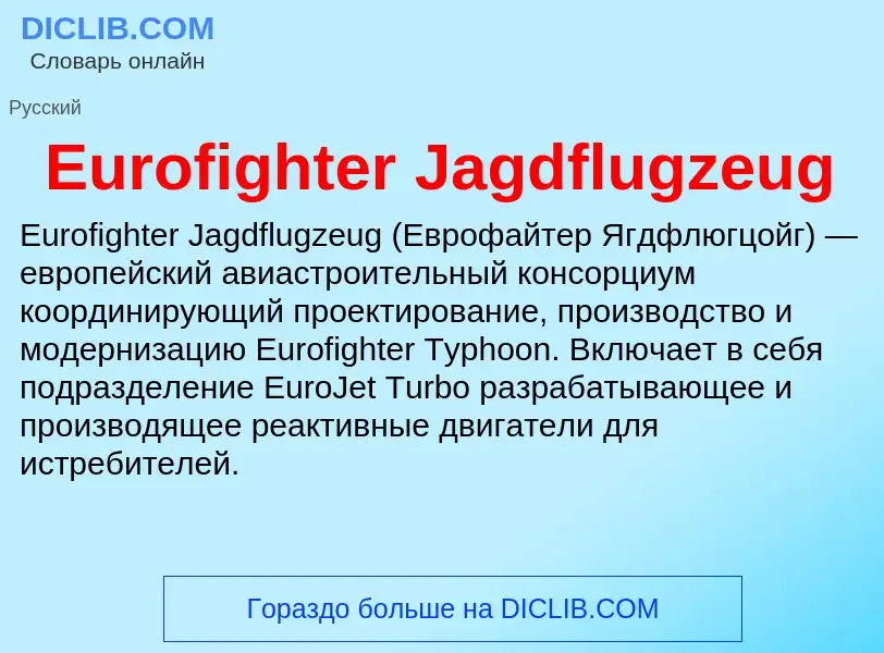 Что такое Eurofighter Jagdflugzeug - определение