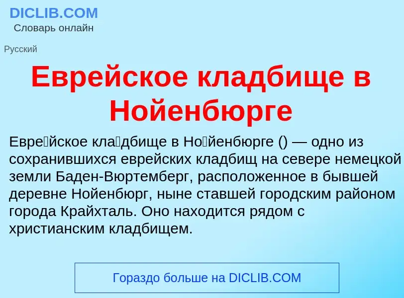 What is Еврейское кладбище в Нойенбюрге - meaning and definition