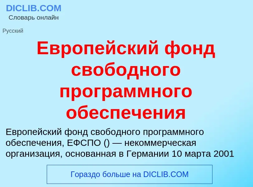 Τι είναι Европейский фонд свободного программного обеспечения - ορισμός