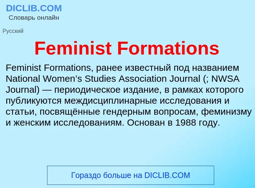 Was ist Feminist Formations - Definition