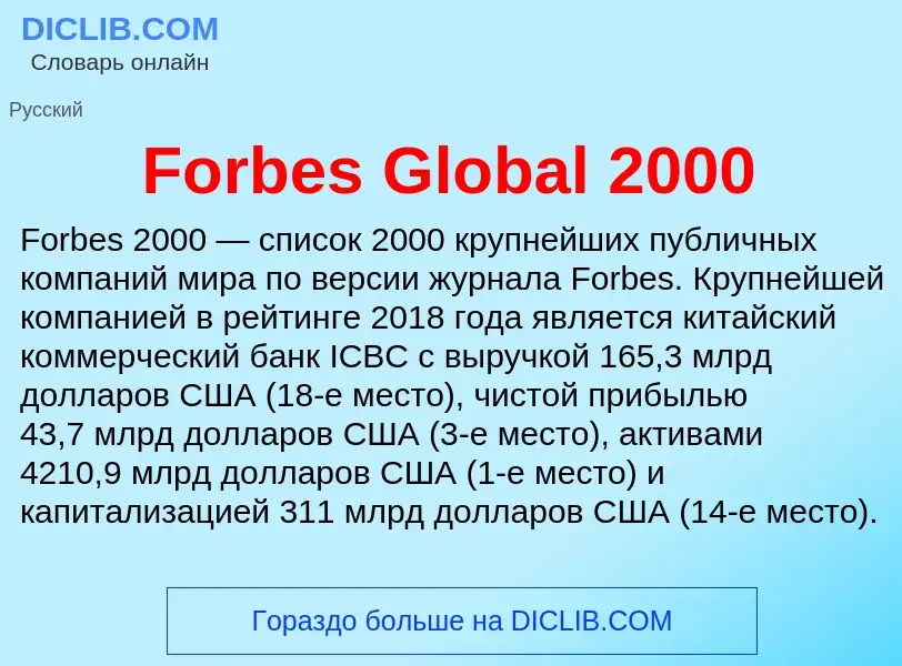 Что такое Forbes Global 2000 - определение