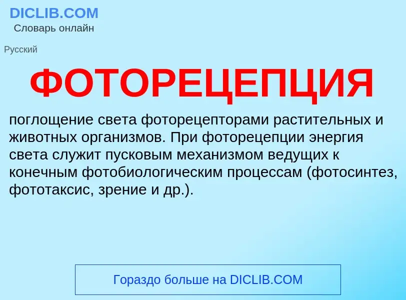 What is ФОТОРЕЦЕПЦИЯ - meaning and definition