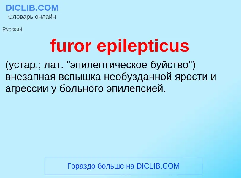 Что такое furor epilepticus  - определение