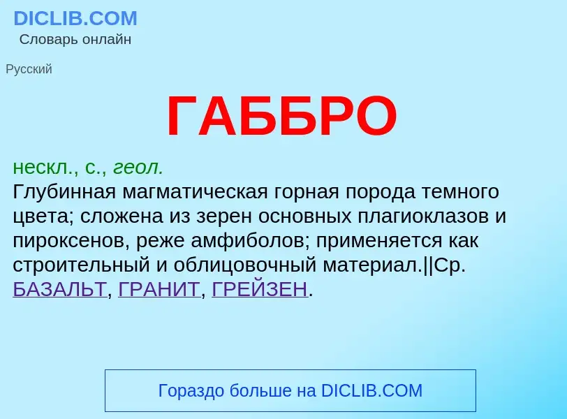 ¿Qué es ГАББРО? - significado y definición
