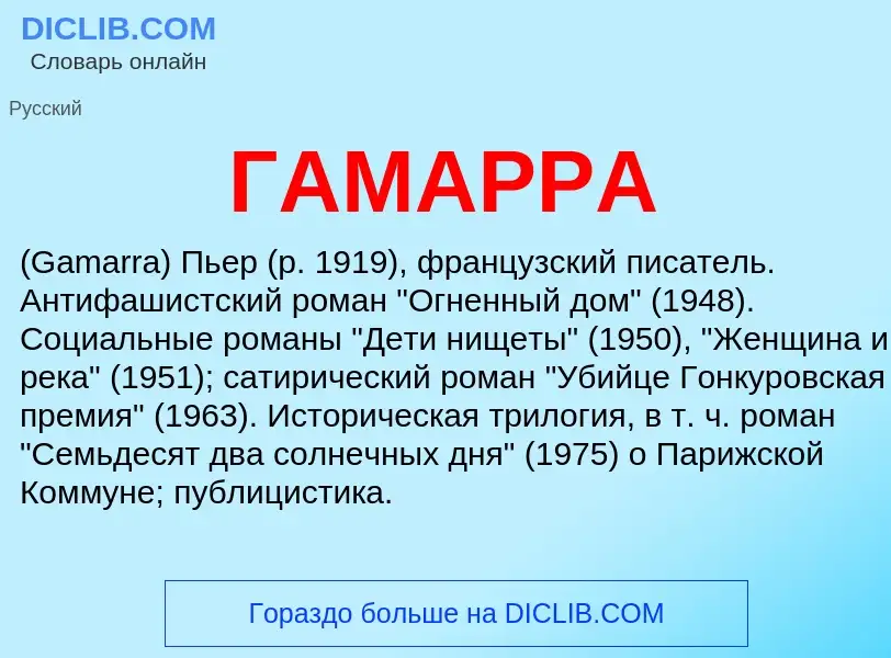 ¿Qué es ГАМАРРА? - significado y definición