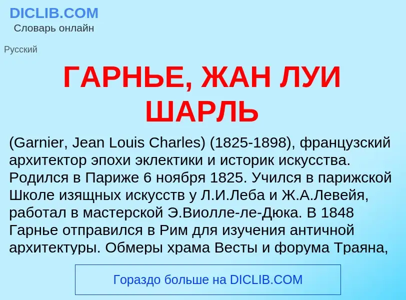 Что такое ГАРНЬЕ, ЖАН ЛУИ ШАРЛЬ - определение