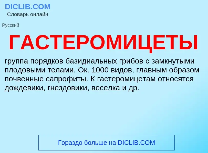 What is ГАСТЕРОМИЦЕТЫ - definition