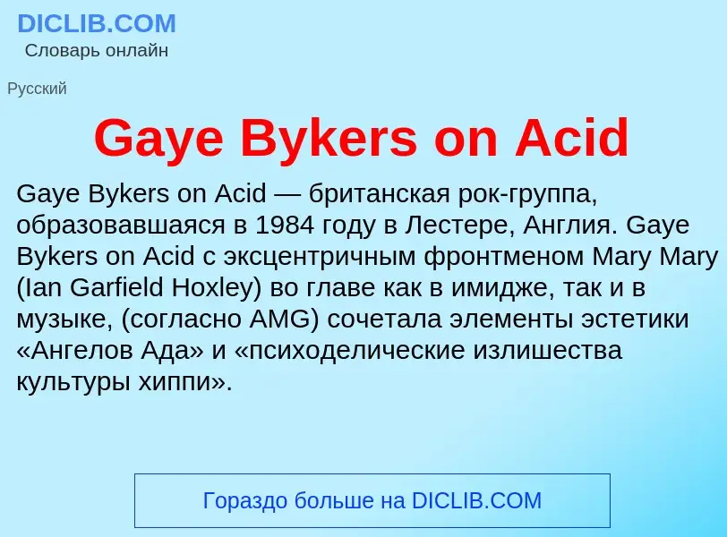 Что такое Gaye Bykers on Acid - определение