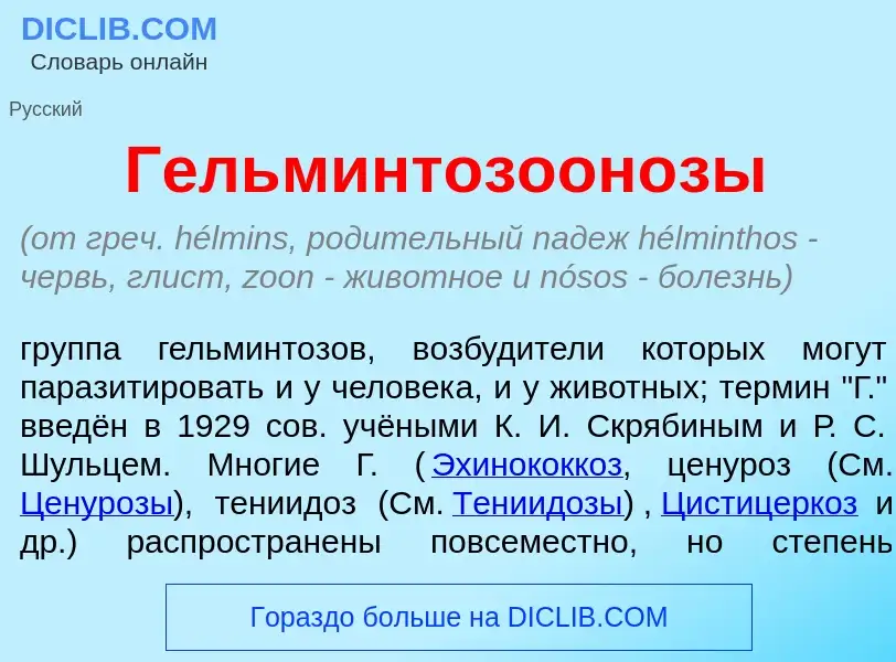 What is Гельминтозоон<font color="red">о</font>зы - meaning and definition