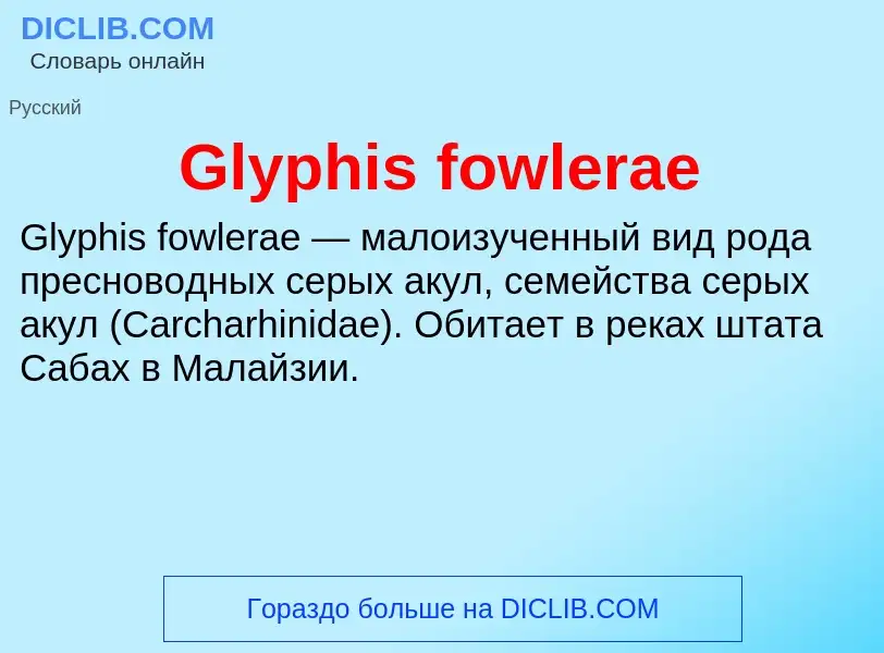 Что такое Glyphis fowlerae - определение