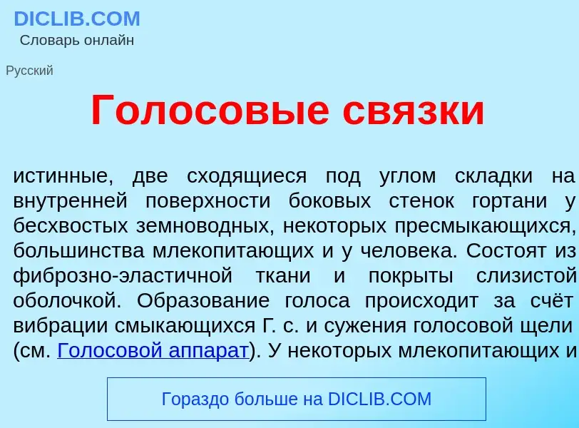 ¿Qué es Голосов<font color="red">ы</font>е св<font color="red">я</font>зки? - significado y definici