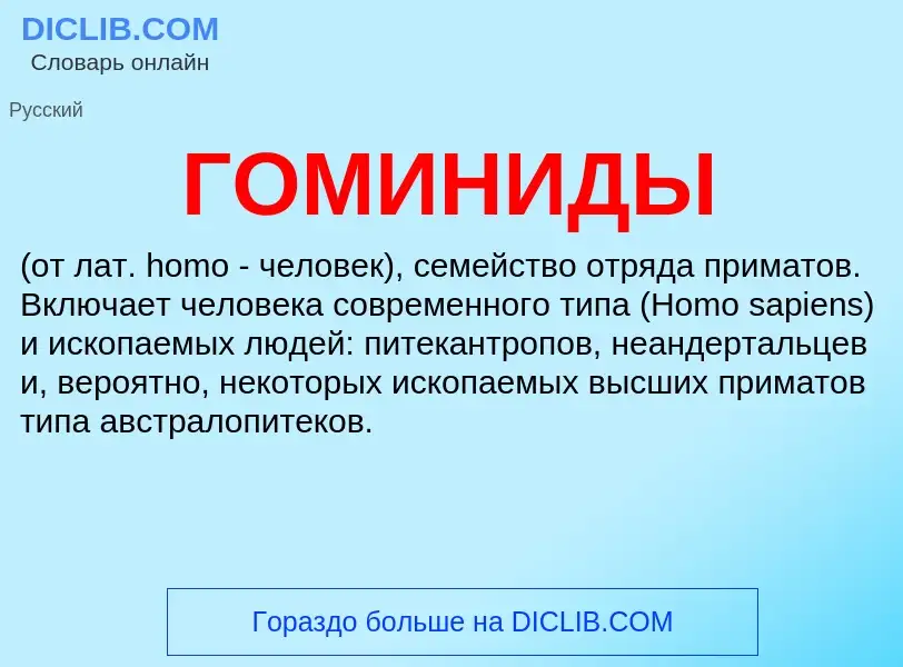 Wat is ГОМИНИДЫ - definition