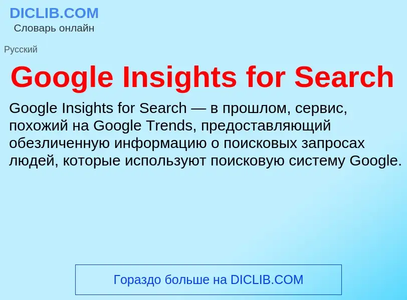 Что такое Google Insights for Search - определение