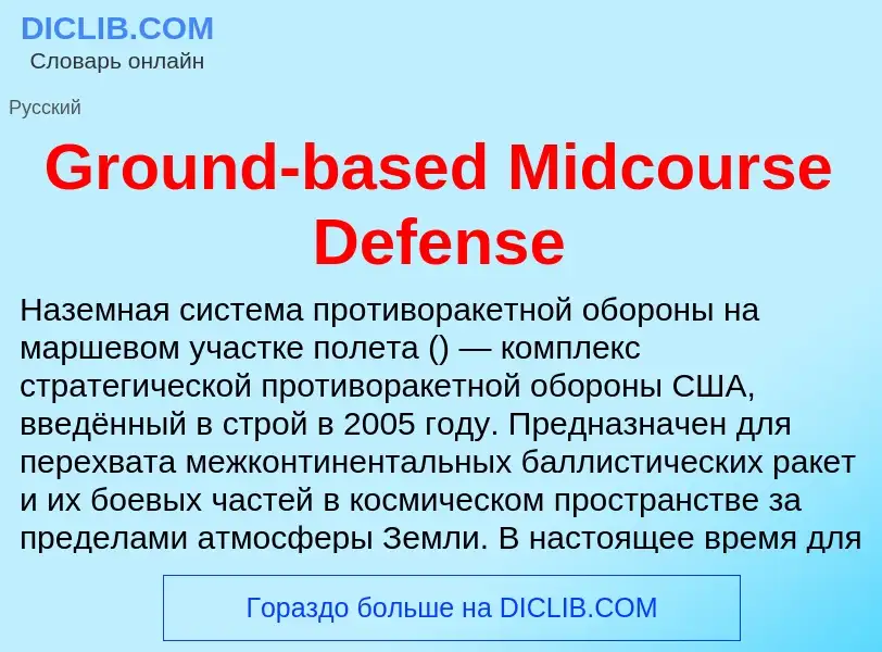 Wat is Ground-based Midcourse Defense - definition