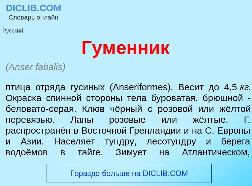 What is Гум<font color="red">е</font>нник - meaning and definition