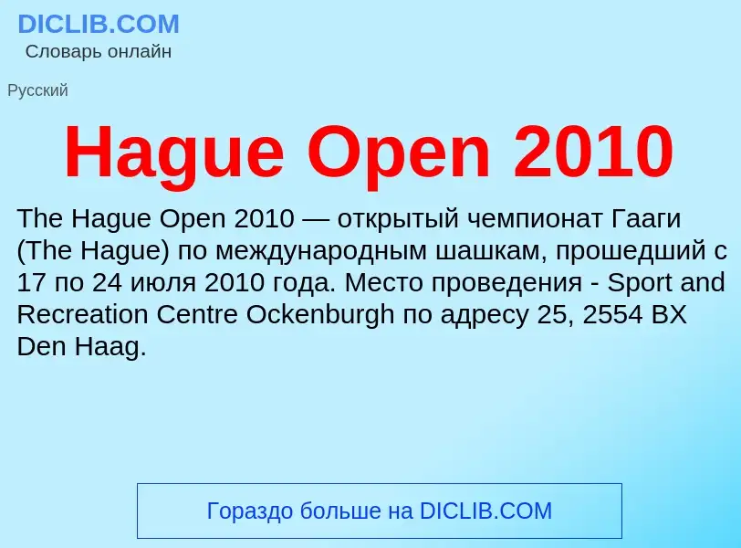 What is Hague Open 2010 - meaning and definition