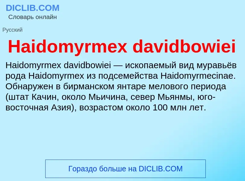 What is Haidomyrmex davidbowiei - meaning and definition