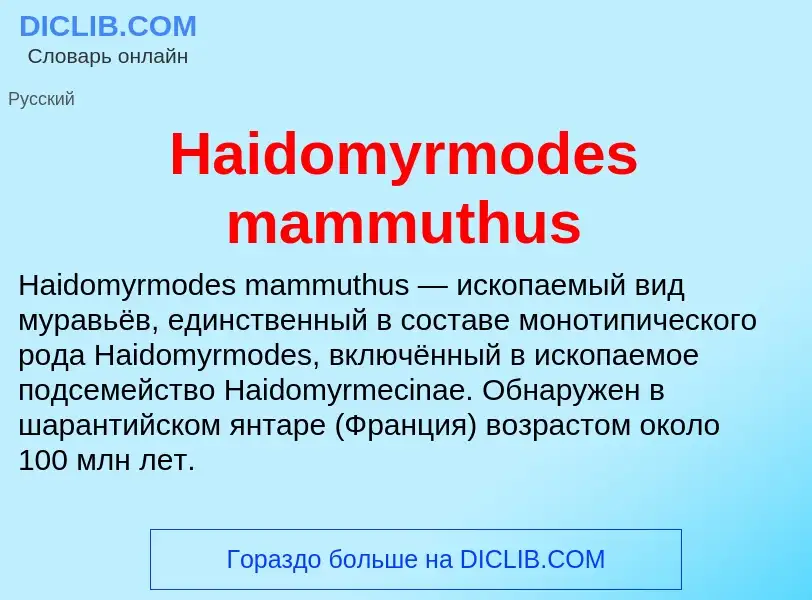 What is Haidomyrmodes mammuthus - meaning and definition