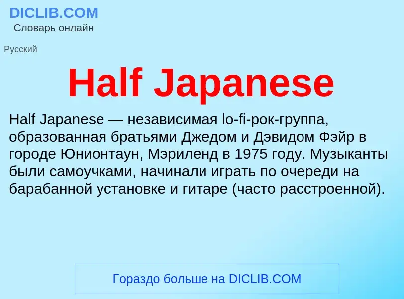 What is Half Japanese - meaning and definition