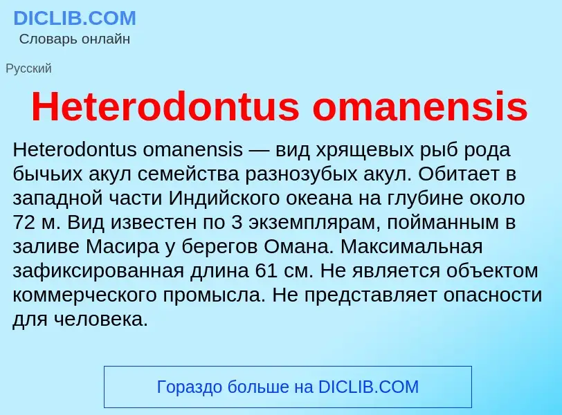 What is Heterodontus omanensis - meaning and definition